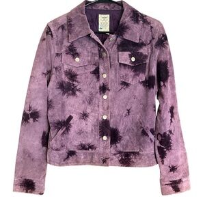 100% Suede Purple Tie-Dye Women's Jacket